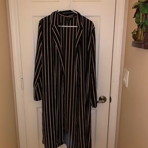FOREVER 21 Black/Blush Stripped Coat